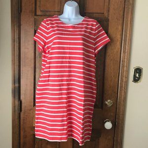 NWT Banana Republic Orange w/White Stripes Pullover Dress w/Seam Pockets Large